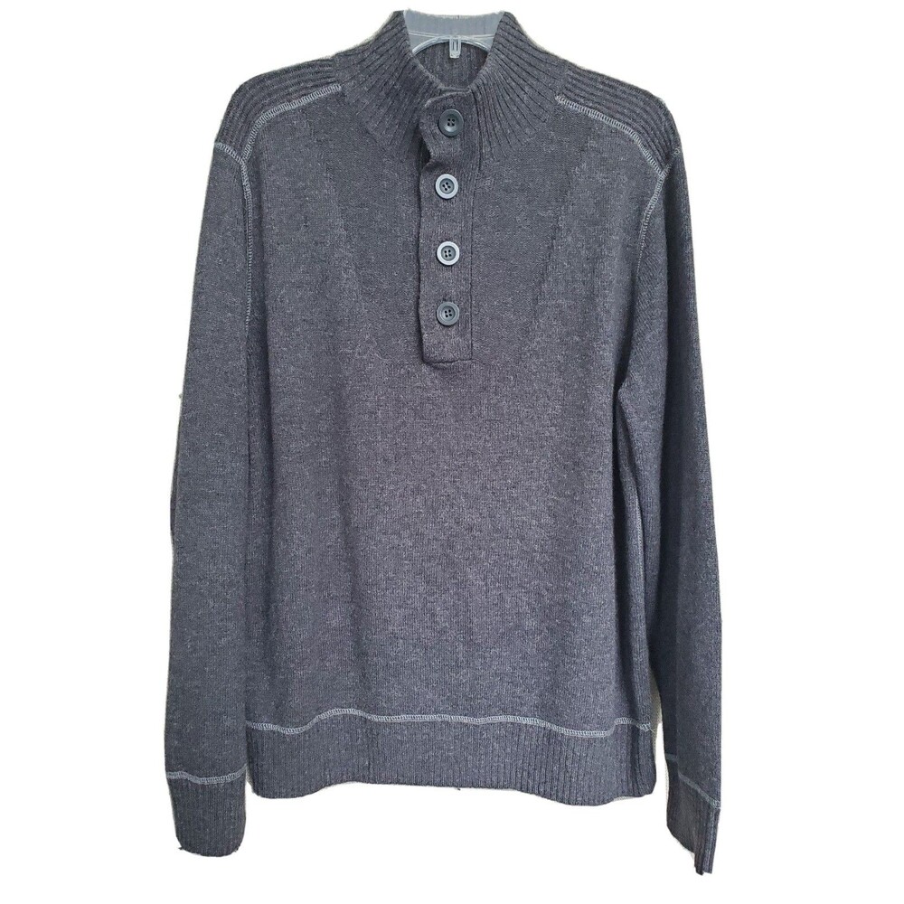 Davis & Squire Men's Gray Wool Blend Pullover Sweater Mock Neck Size Large